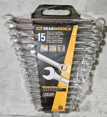 GearWrench SAE Long Pattern 15 Piece Combination Wrench Set 81901 1/4" to 1" - Image 1 of 4