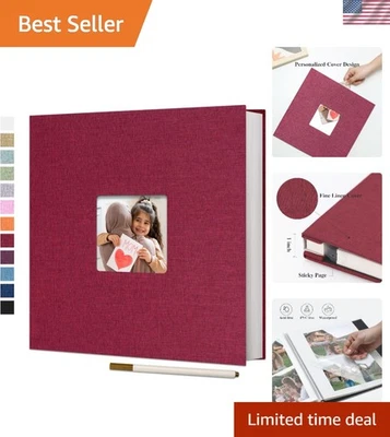 Luxury Linen Scrapbook Album - 40 Self-Adhesive Pages with Metallic Pen - Image 1 of 4