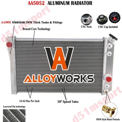 3 Row Radiator For 1982-02 Chevy S10 Blazer Corvette V8 2.5L 2.8L 4.3L AT #829 - Image 1 of 4