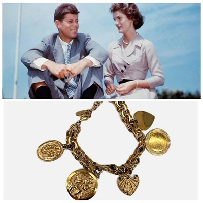 Camrose & Kross Vintage 90s JBK Jacqueline Kennedy Charm Bracelet Gold Toned - Image 1 of 4