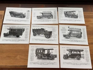 Juego de ocho ilustraciones de postales de vehículos comerciales Motor Car Emporium - Imagen 1 de 10