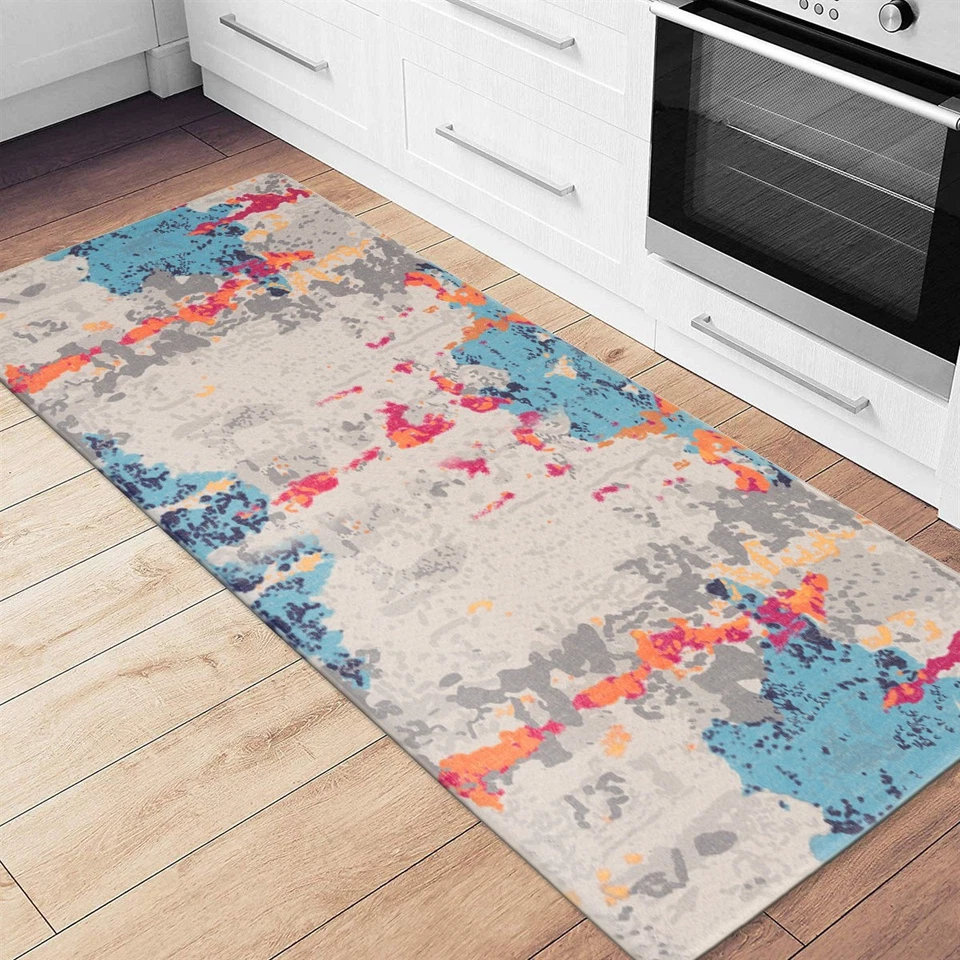 Rugshop Kitchen Mats Transitional Abstract Anti-Fatigue Standing Bath Mat 18x47 - Image 1 of 4