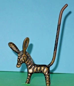 Rare Walter Bosse black paint on Bronze donkey zebra rings holder stand Austria - Picture 1 of 12