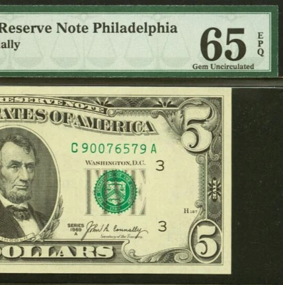 1969A $5 Federal Reserve Note PMG 65EPQ - Philadelphia - 90076579 - Image 1 of 3