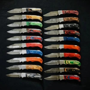 LOT of 20 pcs Damascus Steel Hunting Folding knife, Pocket Knives w/ Sheath (HK) - Picture 1 of 6