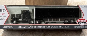 MODEL POWER HO Scale Truck and Trailer 21000 Black w/chrome NIB MINT - Picture 1 of 5