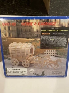 Horse & Carriage 3D Wooden Model Kit #090140  Factory Sealed - Picture 1 of 2