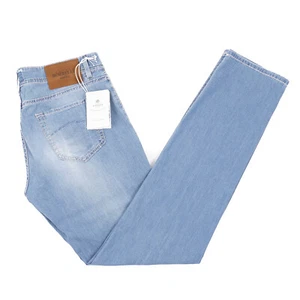 Luigi Borrelli Slim-Fit Sky Blue Lightweight Cotton Denim Jeans 32 NWT - Picture 1 of 11