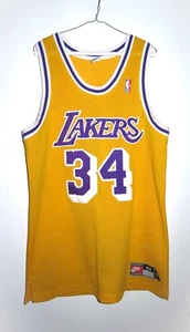 Authentic Nike Shaquille O'Neal Los Angeles Lakers Home Gold Jersey 44 Large L - Picture 1 of 6