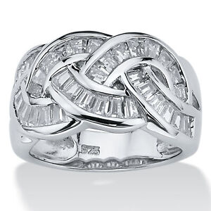 PalmBeach Jewelry 1.80 TCW CZ Channel Ring Platinum-plated Sterling Silver