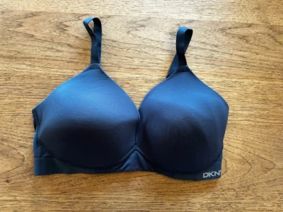 DKNY Charcoal Logo LARGE Lightly Lined Bralette Bra Adjustable NWOT! - Image 1 of 2