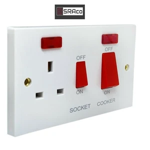 1 Gang Herd Schalter Buchse Neon Anzeige 45 AMP doppelpolig weiß - Bild 1 von 3