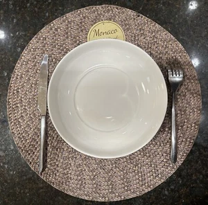 4 Benson Mills Monaco Polypropylene Braided Round Placemats. Earth 15 in (38 cm) - Picture 1 of 4
