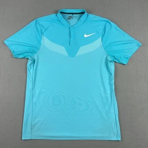 Nike Golf Polo Mens Large Blue Striped Blade Collar Performance Dri Fit Standard - Picture 1 of 6