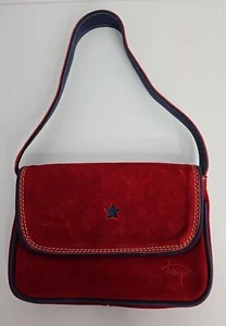 Tabique Leather Suede Purse Red Blue Americana - Picture 1 of 11