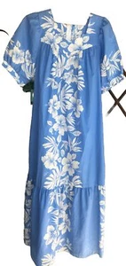 Royal Creations Hawaii Blau Klassisch Haus Muumuu Maxi MuMu Kleid L Rüschen - Bild 1 von 14