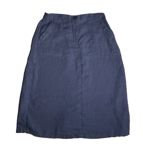 LL Bean Damen 100 % Leinen Rock 6 Petite klassische Passform gerade blau - Bild 1 von 12