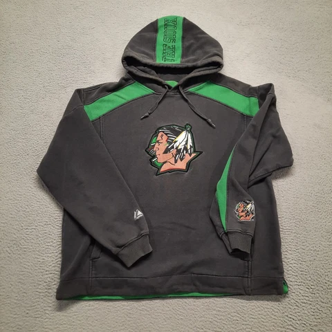 Majestic Fighting Sioux North Dakota UND Sweatshirt Pullover Hoodie Men XXL Grey Cover