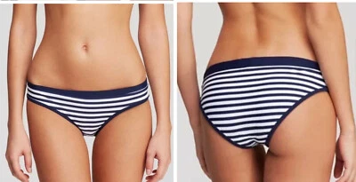 NUEVO CON ETIQUETAS $110 PANTALONES DE BIKINI SHOSHANNA AZUL MARINO BLANCO A RAYAS HIPSTER S Foto 1 de 4