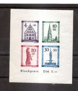 GERMANY BADEN French Occupation Souvenir Sheet Scott 5NB8b Michel Block 1B MNH - Picture 1 of 1