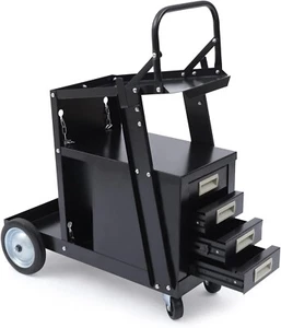 4 Drawers Cabinet Welding Welder Cart Plasma Cutter Tank Storage Portable Black - Picture 1 of 8
