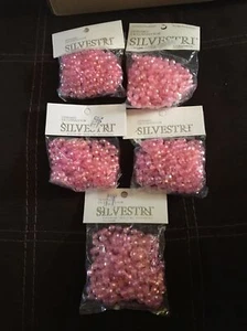 5 Pack Lot Pink Faceted Christmas Tree Bead Garland 8 Feet, Total 40 Feet - Picture 1 of 5