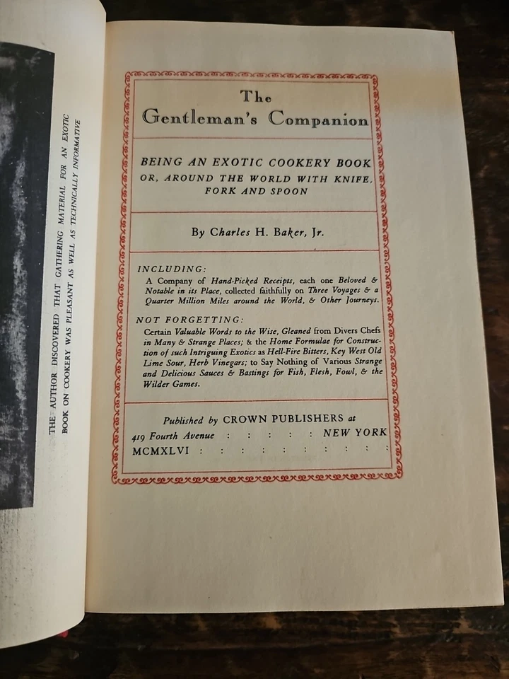 The Gentleman's Companion By Charles Baker Jr Exotic Cookery And Drink Book 1946 - Image 1 of 4