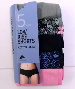 Ex M & S Ladies 5 Pack Cotton Lycra Low Rise Shorts Underwear Briefs Siz 6 to 20 - Picture 1 of 9