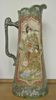  Vajilla japonesa Satsuma pintada a mano loza Ewer 16" de alto Foto 1 de 4