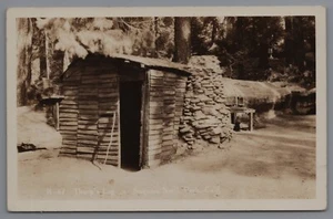 Sequoia National Park CA Tharp's Log House tre fiumi California RPPC D11 - Foto 1 di 2