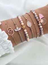 Women Girls Boho Multilayer Bracelet Map Bead Heart Tassel Bangle Cuff Jewellery