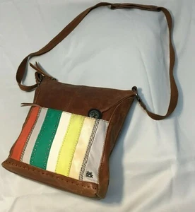 The Sak Brown Leather Multicolor Crossbody Shoulder  Bag Purse Satchel  - Picture 1 of 12