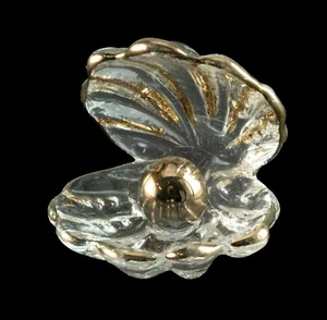 Figürchen Muschel Perle Gold aus Glas Mundgeblasen - 4.2 CM -deko Basteln #1665 - Picture 1 of 6