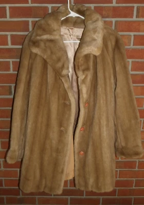Casaco feminino vintage Dubrowsky & Joseph pele sintética bronzeada - Tissavel acrílico - França - Tamanho 18 - Imagem 1 de 4