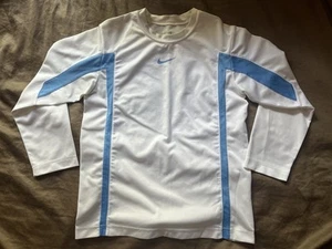 NIKE Performance Long Sleeve Athletic Shirt Kids Size S White w/ Blue Stripes - Picture 1 of 4