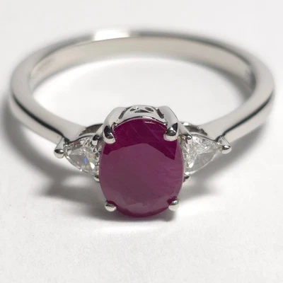 Rhapsody AAAA Grade Burmese Ruby & Diamond 1.65ctw Platinum PT950 Ring Size 8 - Image 1 of 4