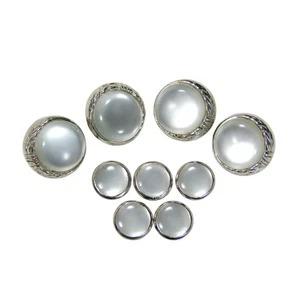 Pearlized Gloss Round Sewing Buttons Silver-Tone Metal Shank Loop Back 10mm 17mm - Picture 1 of 2