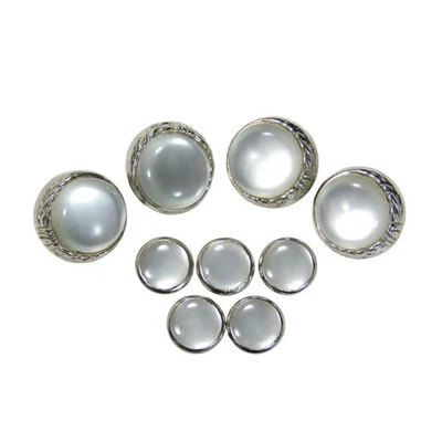 Pearlized Gloss Round Sewing Buttons Silver-Tone Metal Shank Loop Back 10mm 17mm - Image 1 of 2
