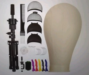 23 Inch Canvas Block Mannequin Head for Wigs*Making Display with Wig Caps*NOB - Bild 1 von 3