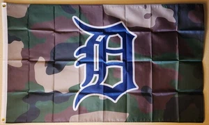 Bandera de béisbol MLB camuflaje bosque Tigres de Detroit 3x5 pies con ojales - Imagen 1 de 2