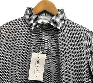 Collars & Co. NEU Herren großer eleganter Kragen schwarz/weiß geometrisches Performance Polo - Bild 1 von 5