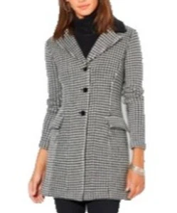 Ralph Lauren Women's Size 2X Merino & Lambswool Blend Coat Houndstooth - Picture 1 of 13