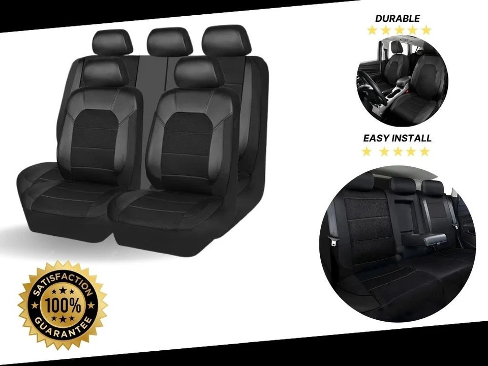 Juego completo de 5 asientos funda asiento coche toyota corolla imitación cuero negro Foto 1 de 4