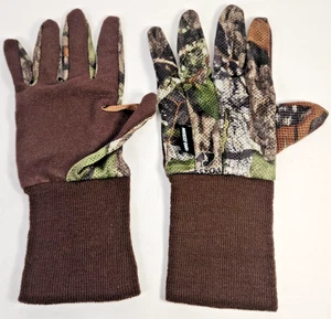 Men's Mossy Oak Camo Full Finger Touch Gloves One Size Lightweight - Picture 1 of 7