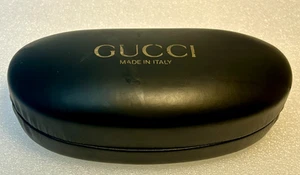 Gucci Eyeglass Case Hard Shell Black Gold Logo Beige Interior Made in Italy EUC - Picture 1 of 6