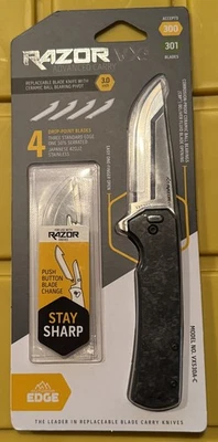 Outdoor Edge Razor VX5 Linerlock A/O Black G10 Folding Pocket Knife VX530A-C - Image 1 of 2