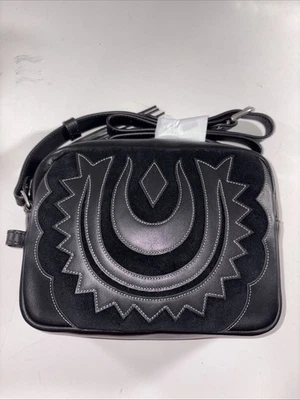 Tecovas Women's Horseshoe Topzip Crossbody Black Cowhide/Suede NEW! - Image 1 of 4