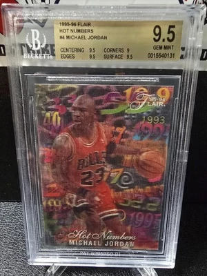 1995-96 Flair Hot Numbers MICHAEL JORDAN #4 BGS 9.5 GEM MINT - Image 1 of 2