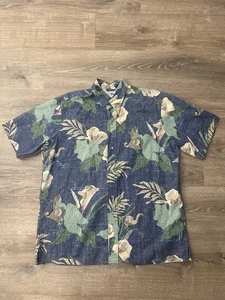 Vintage Reyn Spooner Shirt Floral Stork Reverse Print Hawaiian Aloha Luau - Picture 1 of 7