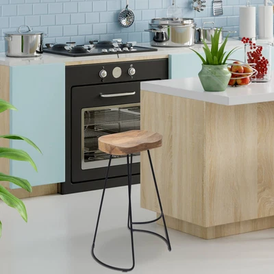 Ergonomic Saddle Seat Bar Stool 30"H Black Finish Metal Base Wood - Image 1 of 4